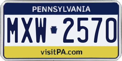 PA license plate MXW2570