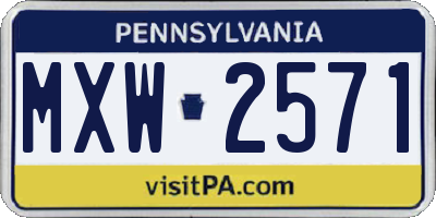 PA license plate MXW2571