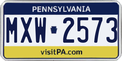 PA license plate MXW2573