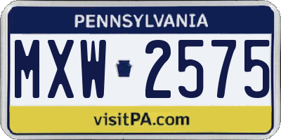 PA license plate MXW2575