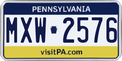 PA license plate MXW2576