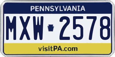 PA license plate MXW2578