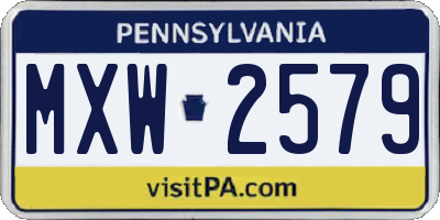 PA license plate MXW2579