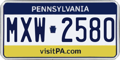 PA license plate MXW2580