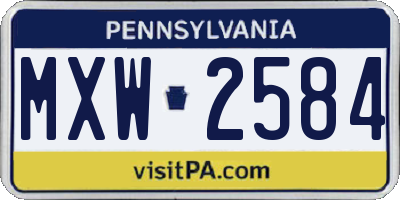 PA license plate MXW2584