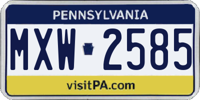 PA license plate MXW2585