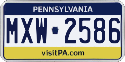 PA license plate MXW2586