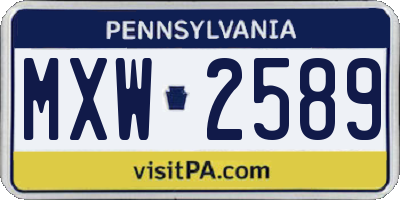 PA license plate MXW2589