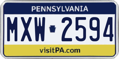 PA license plate MXW2594