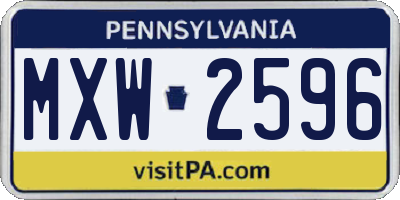 PA license plate MXW2596