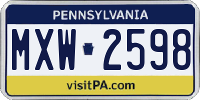 PA license plate MXW2598