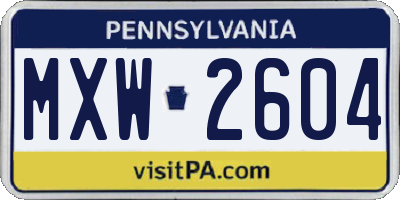 PA license plate MXW2604