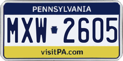 PA license plate MXW2605