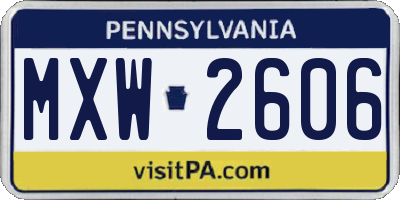 PA license plate MXW2606