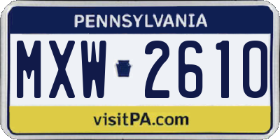 PA license plate MXW2610