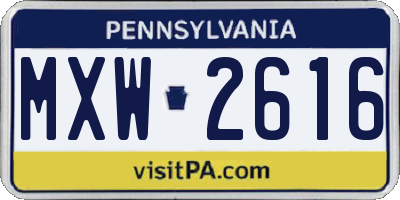 PA license plate MXW2616