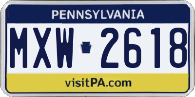 PA license plate MXW2618