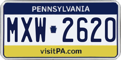 PA license plate MXW2620