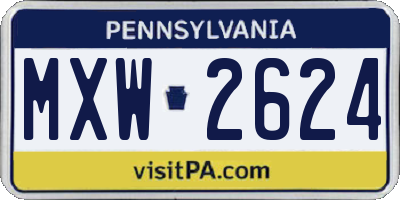 PA license plate MXW2624