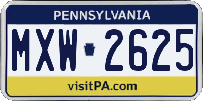 PA license plate MXW2625