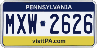 PA license plate MXW2626