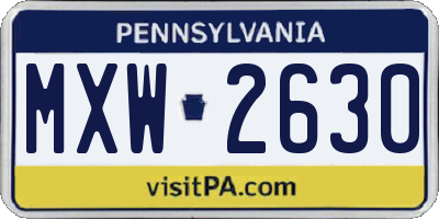 PA license plate MXW2630