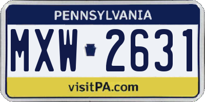 PA license plate MXW2631