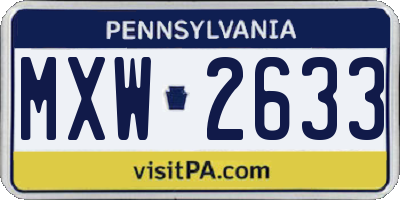 PA license plate MXW2633