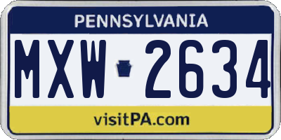 PA license plate MXW2634