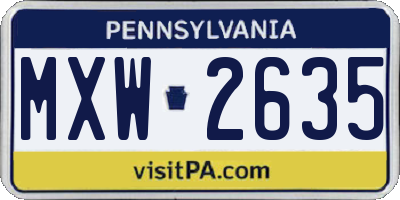 PA license plate MXW2635