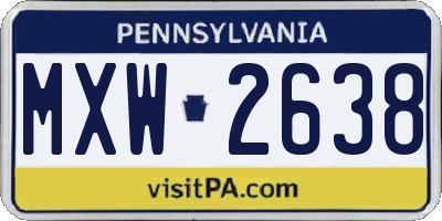 PA license plate MXW2638