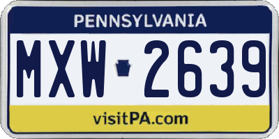PA license plate MXW2639