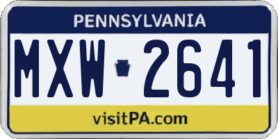 PA license plate MXW2641