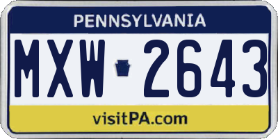 PA license plate MXW2643