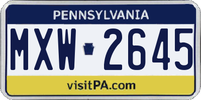 PA license plate MXW2645