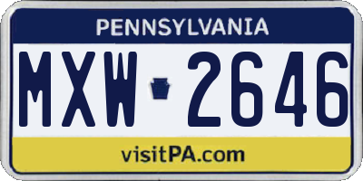 PA license plate MXW2646