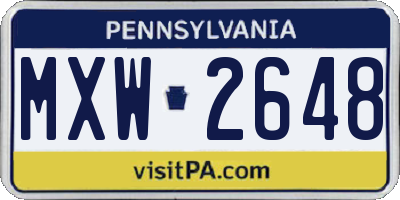 PA license plate MXW2648