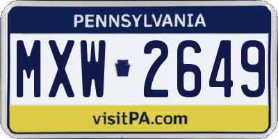 PA license plate MXW2649