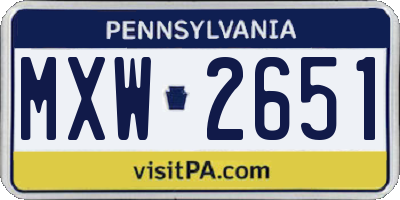 PA license plate MXW2651