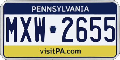 PA license plate MXW2655