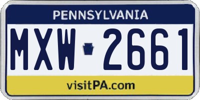 PA license plate MXW2661