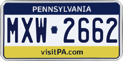PA license plate MXW2662