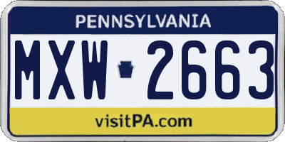 PA license plate MXW2663