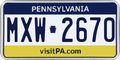 PA license plate MXW2670