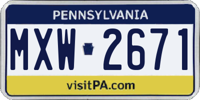 PA license plate MXW2671