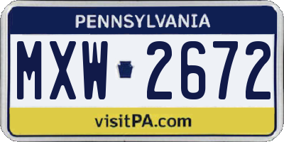 PA license plate MXW2672
