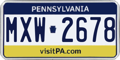 PA license plate MXW2678