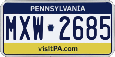 PA license plate MXW2685