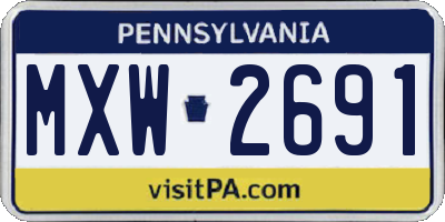 PA license plate MXW2691