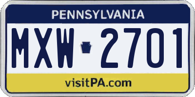 PA license plate MXW2701